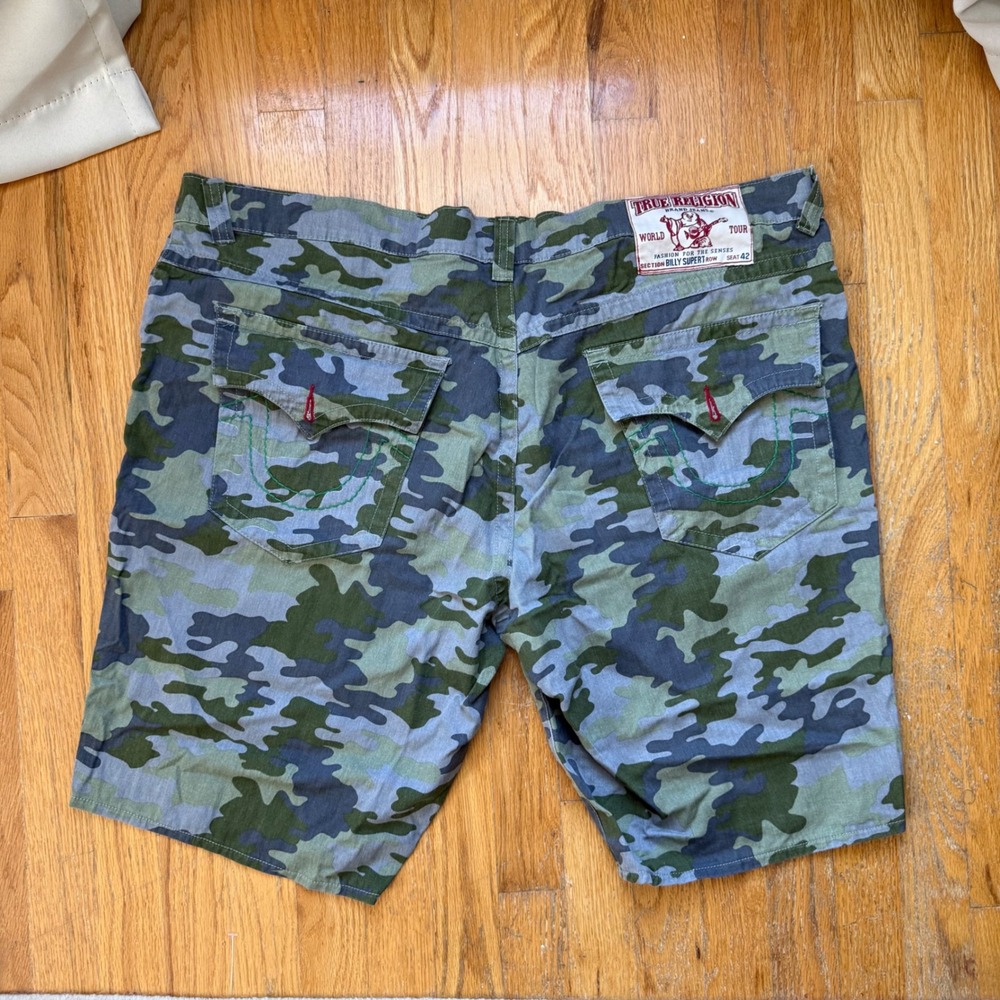 True Religion Billy Super T Camo Shorts Mens 42 Made in USA Baggy Y2K Streetwear - Picture 2 of 9